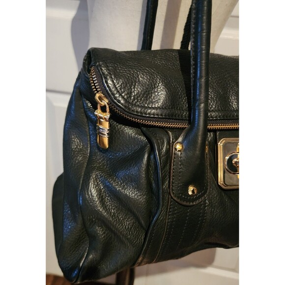 B. MAKOWSKY Black Butter Soft LEATHER Hobo TurnLock Lg Shoulder Bag Purse VguC - Picture 7 of 16